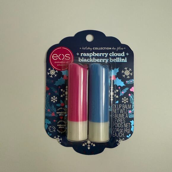 Eos Holiday Collection Raspberry Cloud Blackberry Bellini Lip Balm 2 Pack - Picture 4 of 4